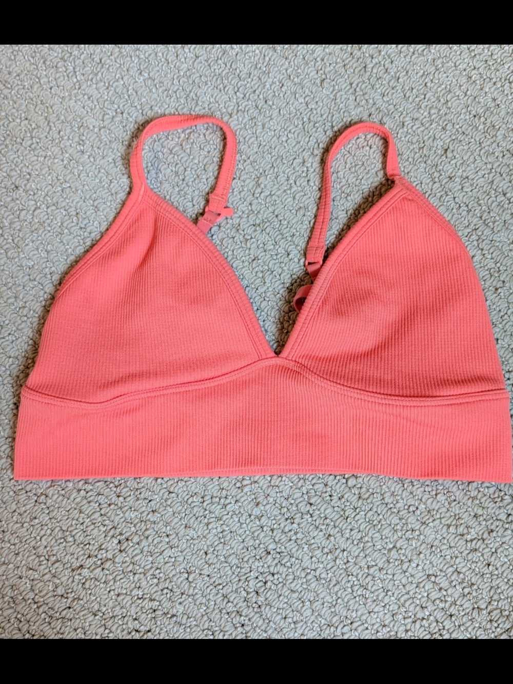 Athleta Ribbed V-Neck Bralette in Coral